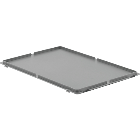 Gray rectangular plastic tray, photographed slightly angled from above.