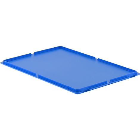 Blue tray with raised edges and cutouts, viewed diagonally from above.