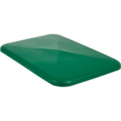 Green, rectangular plastic cover with rounded corners and a slightly pyramidal surface.