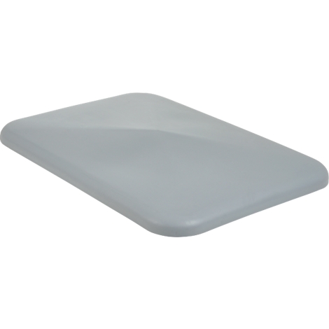 Gray rectangular cover with rounded corners. It is slightly curved and appears to be made of plastic.