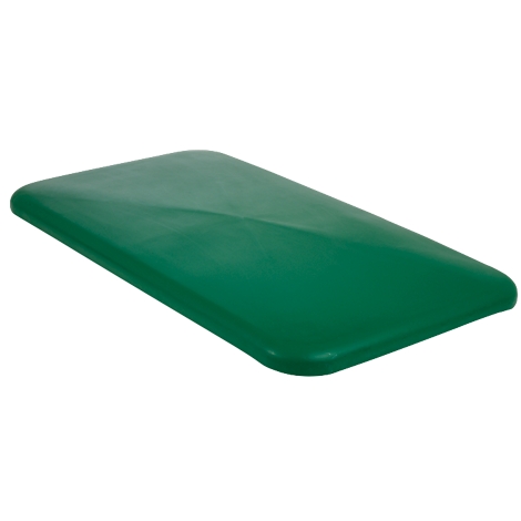 Green rectangular table top with rounded corners. Perspective view.