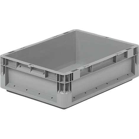 Gray plastic box, rectangular with side handles.