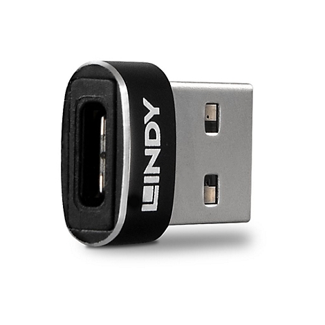 Adaptateur USB noir avec connecteur argenté et lettrage LINDY.