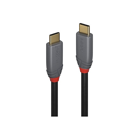 Zwei USB-C-Kabel, grau und schwarz. Die Stecker sind golden, die Kabel schwarz. Ein roter Ring am Übergang zum Kabel.