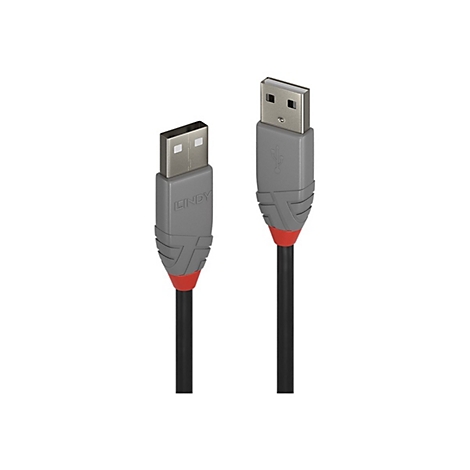 Zwei USB-Kabel, grau und schwarz, rote Akzente. Auf einem Kabel steht "LINDY".