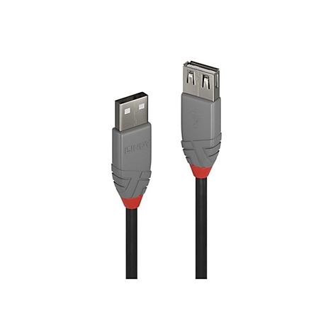 Ein USB-Kabel, grau mit rotem Akzent. Auf dem Stecker steht 'LINDY'.