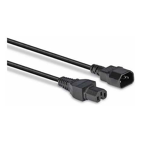 Schwarzes Netzkabel mit zwei Steckern. Stecker für Stromanschluss.