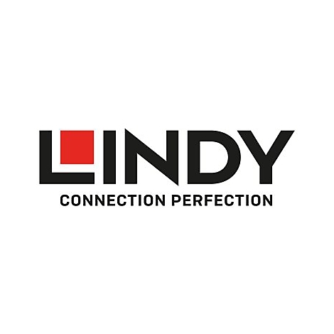 Lindy Firmenlogo mit rotem Quadrat über dem L und dem Slogan Connection Perfection.