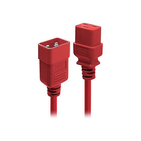 Zwei rote Netzkabel mit unterschiedlichen Steckern, vor weißem Hintergrund. Der Stecker trägt die Aufschrift "I-SHENGO TS-16B 16A 250V~".