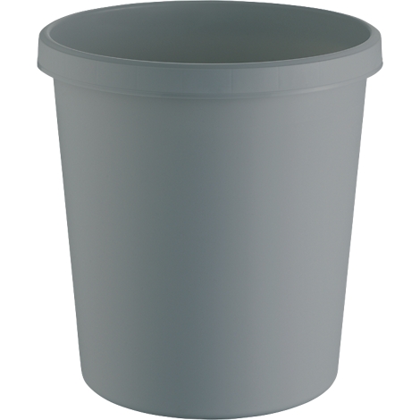 Gray, cylindrical bucket with a slightly protruding rim.