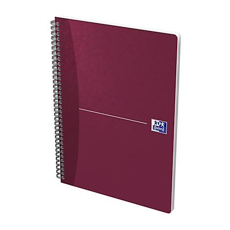Cahier bordeaux à spirale avec logo Oxford.