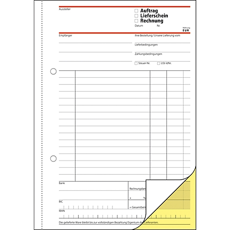 Livre combiné (commande/bon de livraison/facture) SD017 sigel®, format A5 portrait, 2 x 4 feuilles