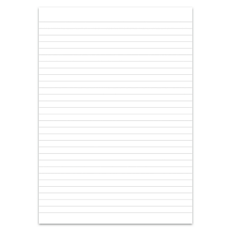Papier blanc ligné, orienté verticalement.