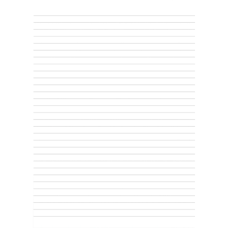 Feuille de papier blanche avec des lignes grises horizontales. Convient aux notes manuscrites.