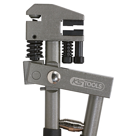 Grau-metallene Crimpzange, KS TOOLS Logo, Federn.