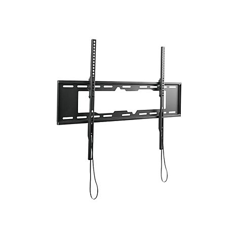 Schwarze Wandhalterung für Fernseher vor weißem Hintergrund.