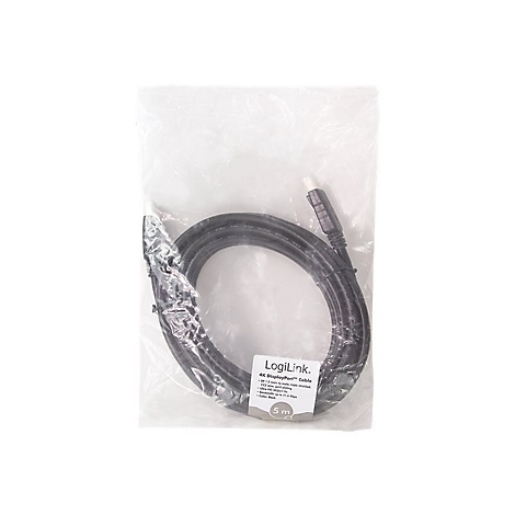 LogiLink 4K DisplayPort Kabel 5 Meter in transparenter Plastiktüte verpackt.
