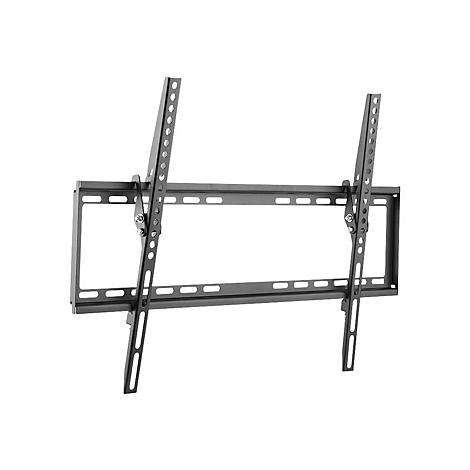 Schwarze TV-Wandhalterung, bestehend aus einer horizontalen und zwei vertikalen Schienen.