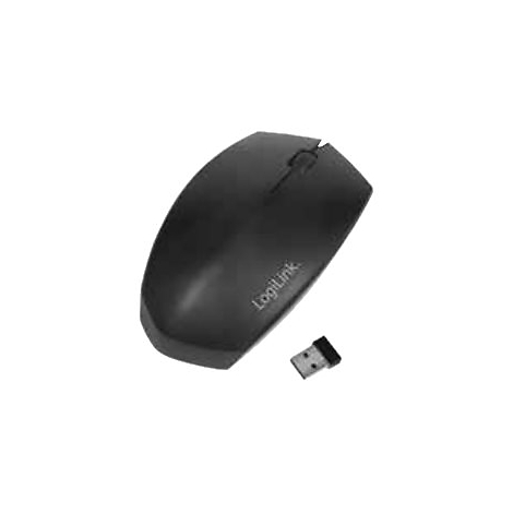 Schwarze Computermaus mit LogiLink-Logo. Neben der Maus liegt ein kleiner USB-EmpfÃ¤nger.