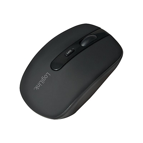 Schwarze Computermaus mit Schriftzug LogiLink, DPI-Taste und Scrollrad.