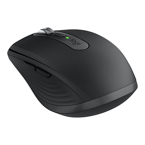 Souris d'ordinateur noire avec logo 'Logi'.