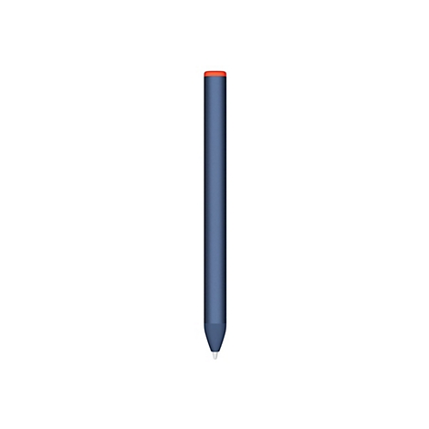 Stylet bleu et long avec capuchon orange, pointe blanche, isolé.