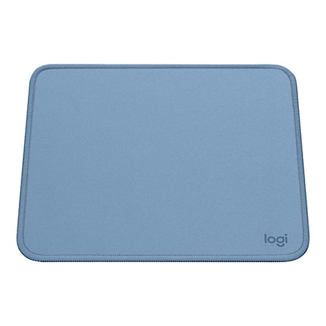 Tapis de souris rectangulaire bleu aux coins arrondis et logo Logi.