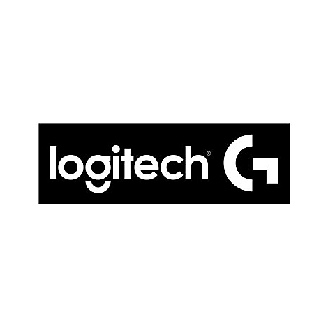 Logitech G Markenlogo in weißer Schrift auf schwarzem Hintergrund.