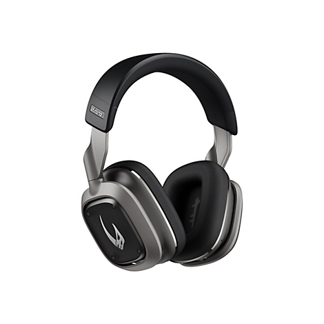 Grau-schwarzes Gaming-Headset. Die Ohrmuscheln haben das Astro-Logo. Der Bügel ist gepolstert.