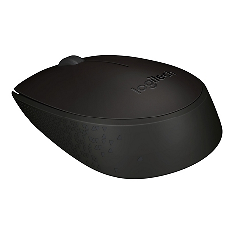 Souris Logitech noire avec le nom de la marque. La souris a une lÃ©gÃ¨re courbure et une petite molette de dÃ©filement.