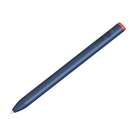 Blau-orangener Eingabestift, Logo „Logi“.
