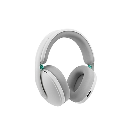 Hellgrauer Kopfhörer mit weißem Bügel, ohrumschließend. Auf dem weißen Teil steht "G325".