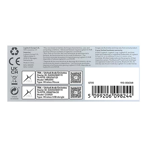 Produktinformationen, darunter Logos, Adressdaten, Produkttyp und Strichcode.