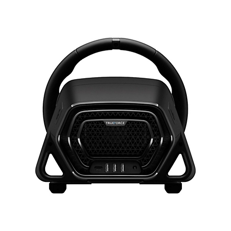 Schwarzer Bluetooth-Lautsprecher mit Tragegriff. Unten USB-AnschlÃ¼sse und das Wort TRUEFORCE.
