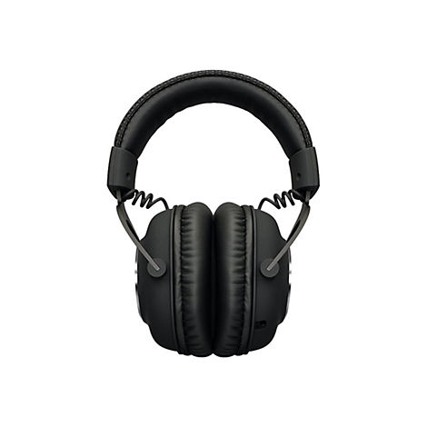 Casque noir avec bandeau rembourrÃ© et oreillettes. Les deux oreillettes sont orientÃ©es vers l'intÃ©rieur et portent le logo Marshall.