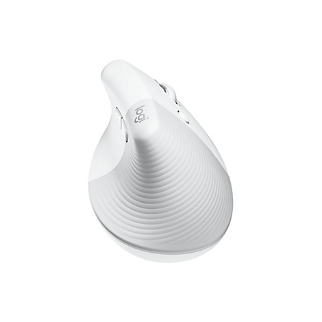 Vue de dessus d'une souris ergonomique blanche avec le logo Logitech.