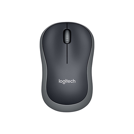 Drahtlose Computermaus in Grau, oben links ist das Logitech-Logo.