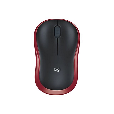 Souris sans fil, noire avec bordure rouge, logo: logi.