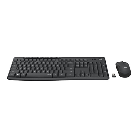 Drahtloses schwarzes Tastatur- und Maus-Set auf weiÃŸem Hintergrund.
