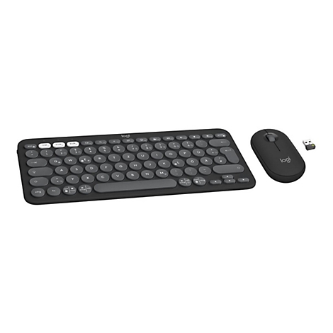 Drahtloses Logitech-Tastatur- und Maus-Set, schwarz.