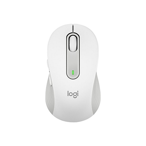 WeiÃŸe Computermaus mit grauem Scrollrad und Logo logi.