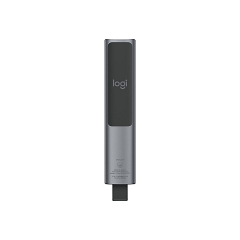 Un appareil Logitech gris avec un connecteur USB-C. Le mot 'logi' est en haut.