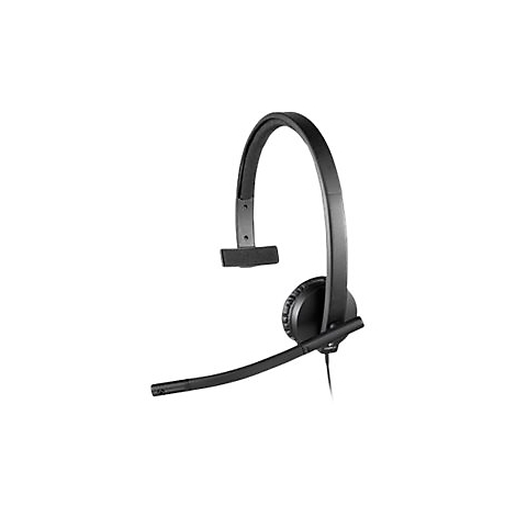 Schwarzes Headset mit Mikrofon auf weißem Hintergrund.