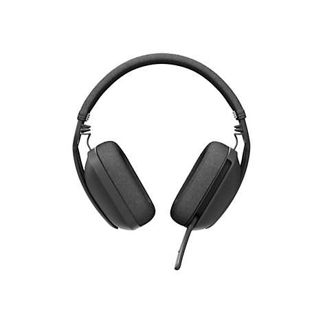 Schwarzer Over-Ear-Kopfhörer mit grauem Bügel und Ohrmuscheln. Kabel hängt aus der rechten Ohrmuschel.