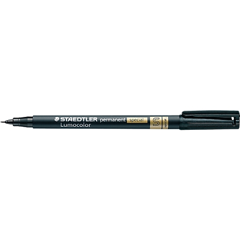 Black felt-tip pen with the inscription STAEDTLER Lumocolor permanent special 5.