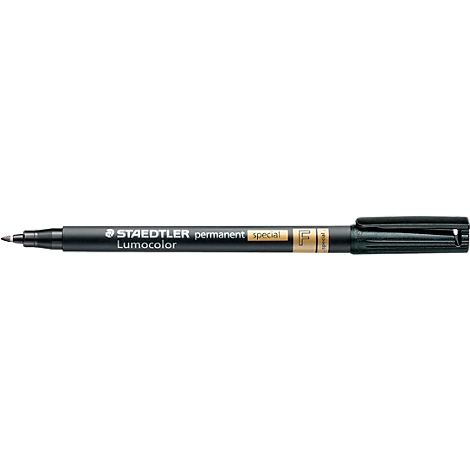 Black felt-tip pen from Staedtler Lumocolor, permanent ink.