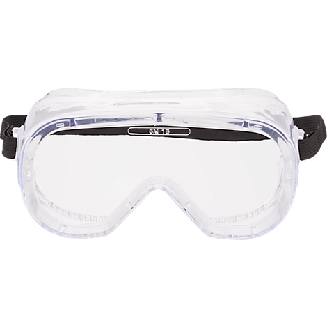 Lunettes de protection transparentes avec une sangle élastique noire et l'inscription "3M 13".