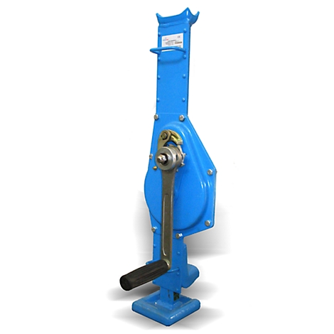 Blue jack with crank on white background.