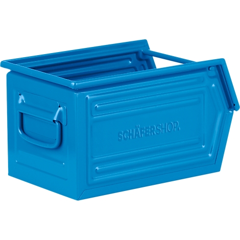 Magazijnbak - met draagbeugel - stalen - L 377 x B 211 x H 201 mm - 11,5 l - grijsblauw RAL 5008 - ons merk Schäfer Shop Select