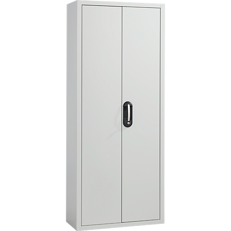Magazijnkast, 1690 mm hoog, 14 legborden, 90 bakken, met deuren, lichtgrijs